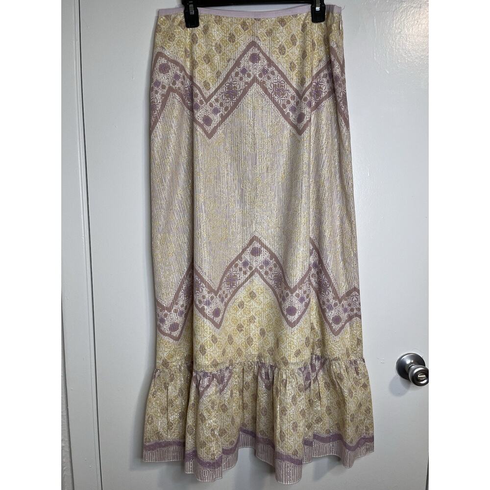 BCBG Y2K Maxi Skirt Size 6 Whimsy Boho Floral Ruffle